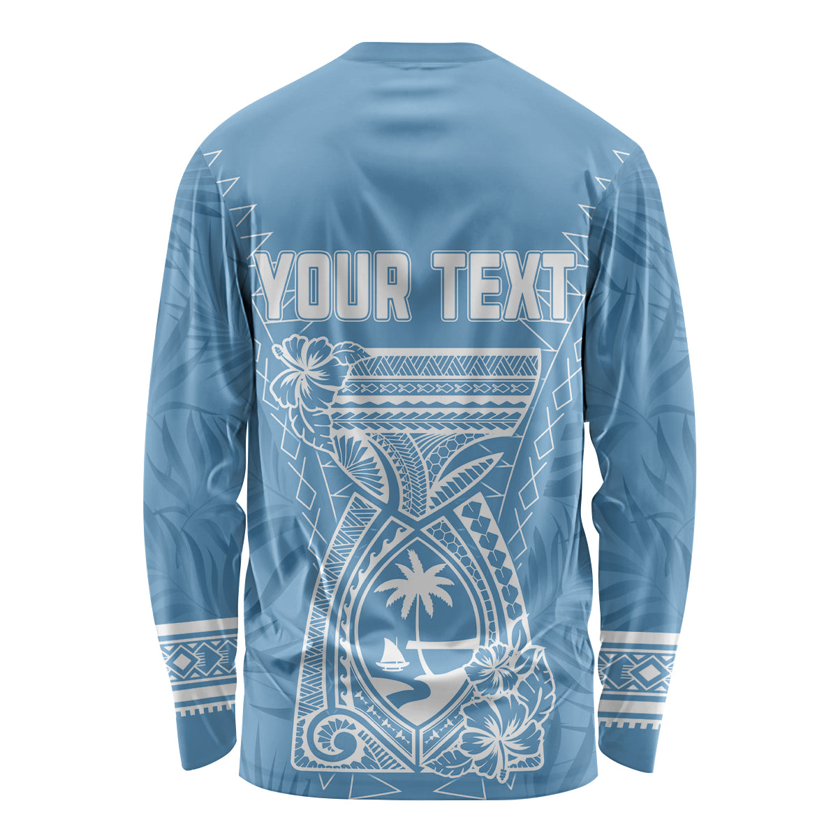 Personalised Guam Long Sleeve Shirt Chamoro Latte Stone Mix Tropical - Blue - Wonder Print Shop