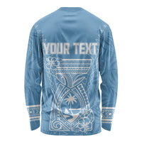 Personalised Guam Long Sleeve Shirt Chamoro Latte Stone Mix Tropical - Blue - Wonder Print Shop