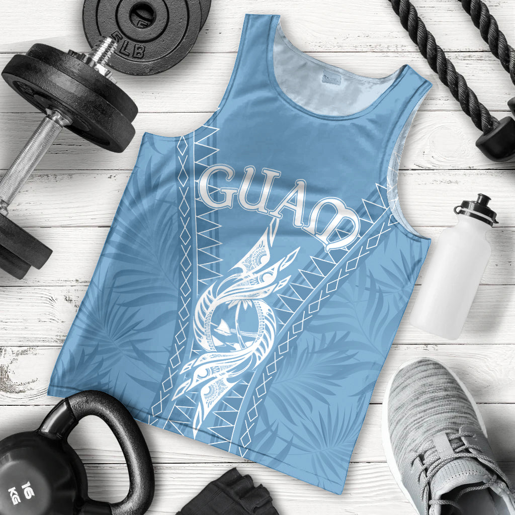 Personalised Guam Men Tank Top Chamoro Latte Stone Mix Tropical - Blue LT7