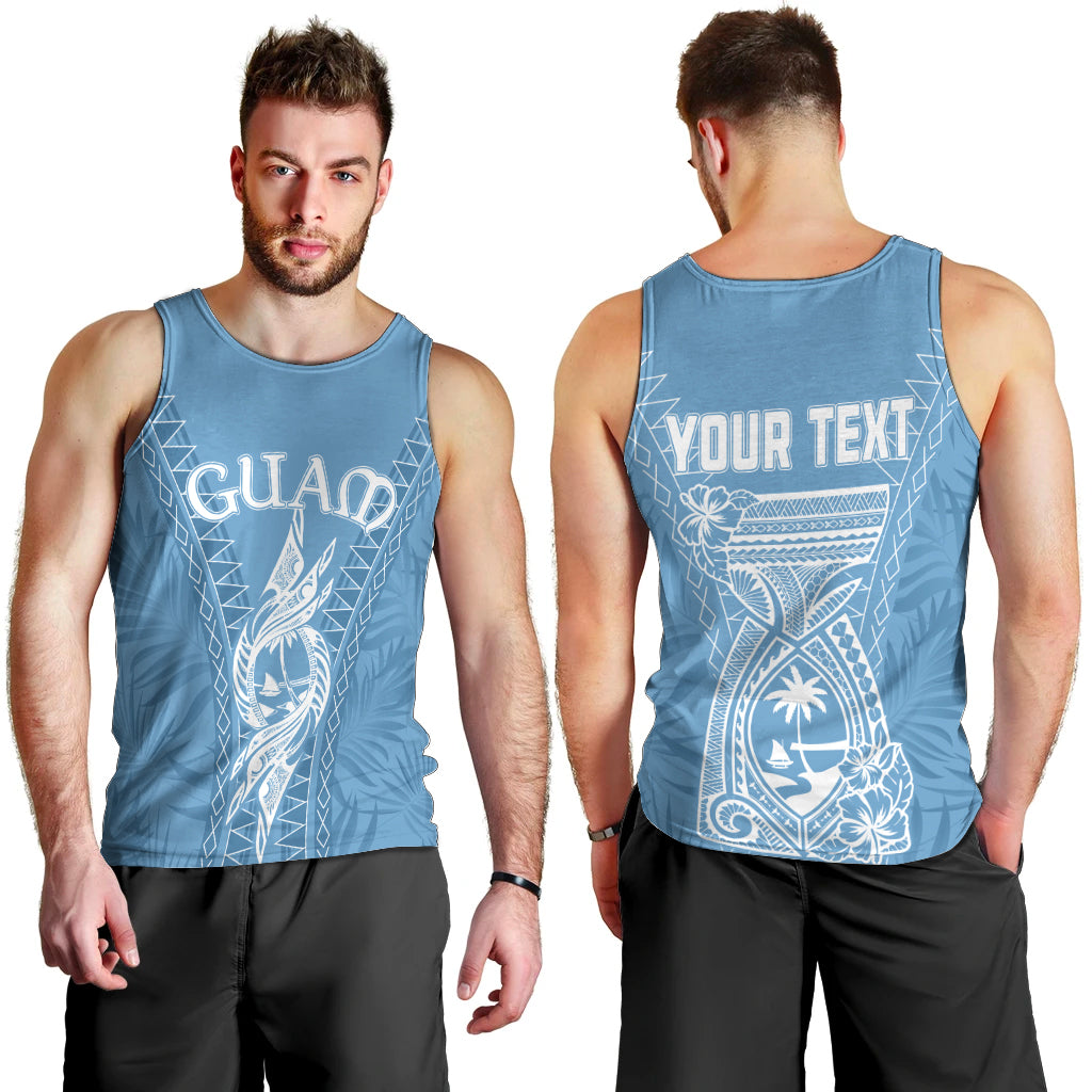 Personalised Guam Men Tank Top Chamoro Latte Stone Mix Tropical - Blue LT7