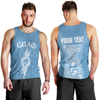 Personalised Guam Men Tank Top Chamoro Latte Stone Mix Tropical - Blue LT7