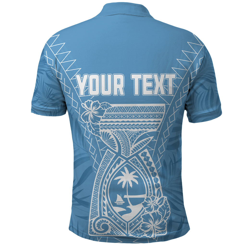 Custom Guam Polo Shirt Chamoro Latte Stone Mix Tropical Blue - Wonder Print Shop
