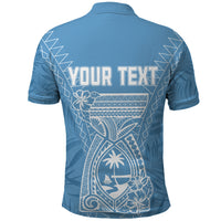 Custom Guam Polo Shirt Chamoro Latte Stone Mix Tropical Blue - Wonder Print Shop