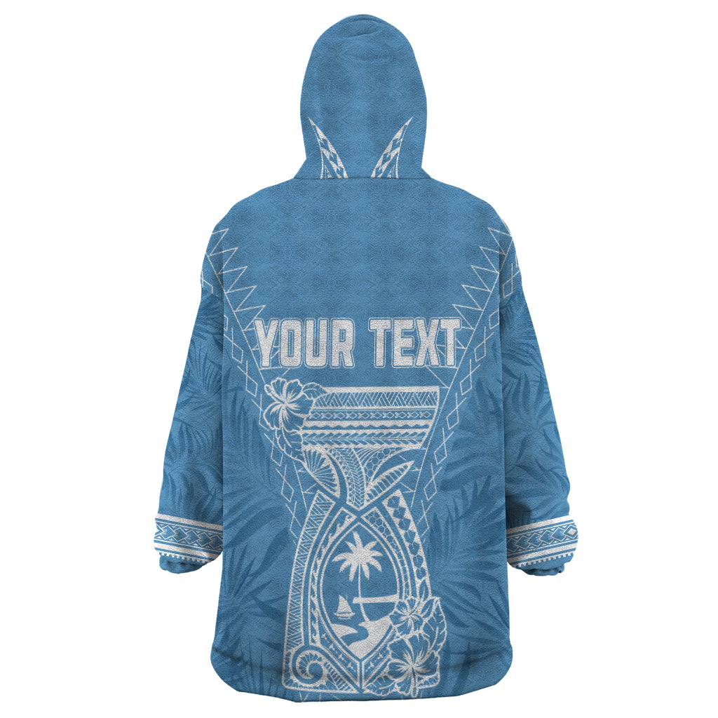 Personalised Guam Wearable Blanket Hoodie Chamoro Latte Stone Mix Tropical - Blue - Wonder Print Shop