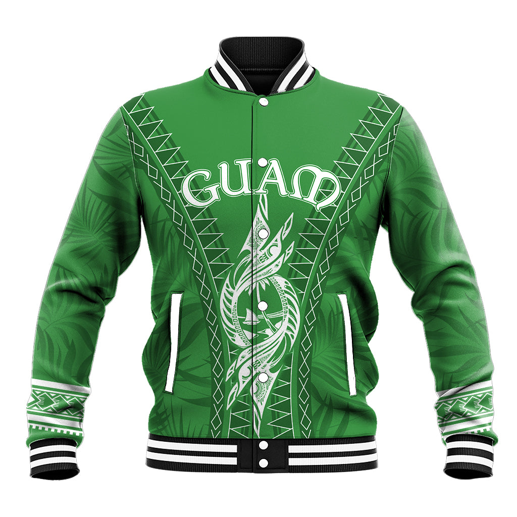 Personalised Guam Baseball Jacket Chamoro Latte Stone Mix Tropical - Green LT7 - Wonder Print Shop