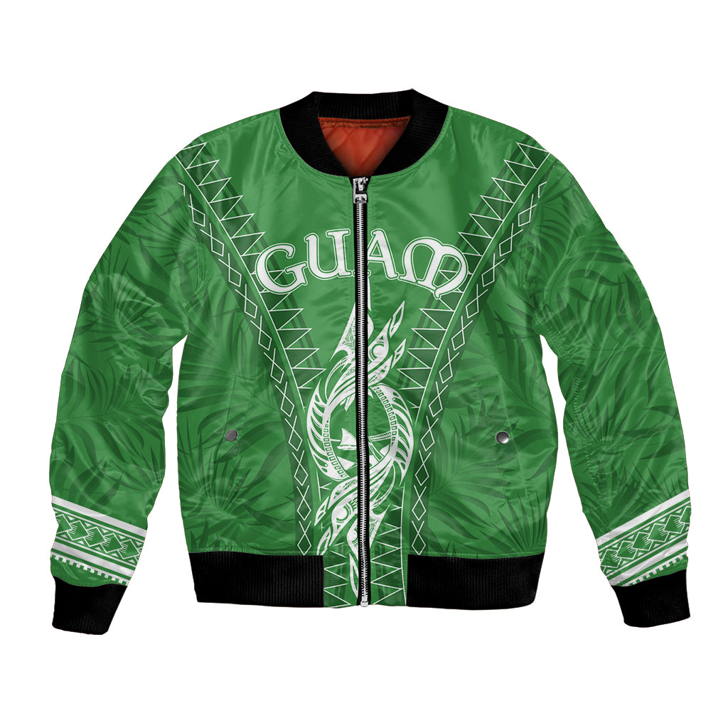 Personalised Guam Bomber Jacket Chamoro Latte Stone Mix Tropical - Green LT7 - Wonder Print Shop