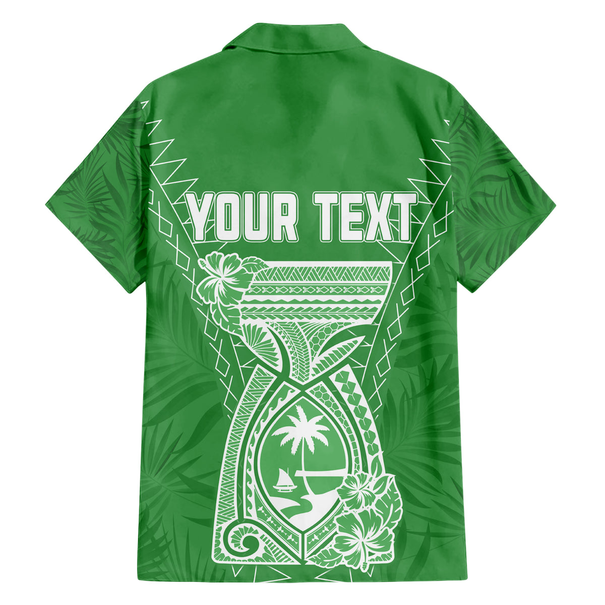 Personalised Guam Hawaiian Shirt Chamoro Latte Stone Mix Tropical - Green - Wonder Print Shop