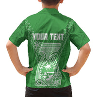 Personalised Guam Hawaiian Shirt Chamoro Latte Stone Mix Tropical - Green - Wonder Print Shop