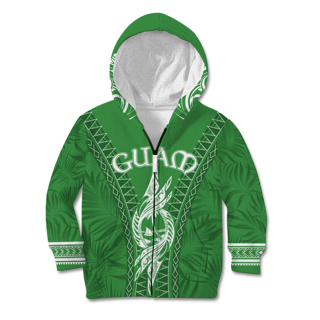 Personalised Guam Kid Hoodie Chamoro Latte Stone Mix Tropical - Green - Wonder Print Shop