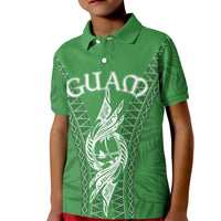 Custom Guam Polo Shirt for Kid Chamoro Latte Stone Mix Tropical Green - Wonder Print Shop