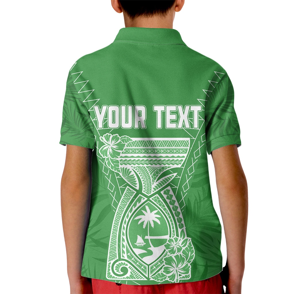 Custom Guam Polo Shirt for Kid Chamoro Latte Stone Mix Tropical Green - Wonder Print Shop