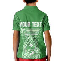Custom Guam Polo Shirt for Kid Chamoro Latte Stone Mix Tropical Green - Wonder Print Shop