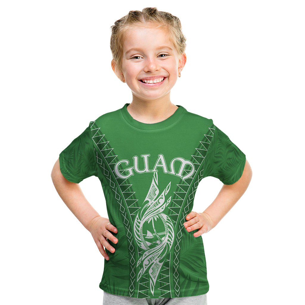 Personalised Guam Kid T Shirt Chamoro Latte Stone Mix Tropical - Green - Wonder Print Shop