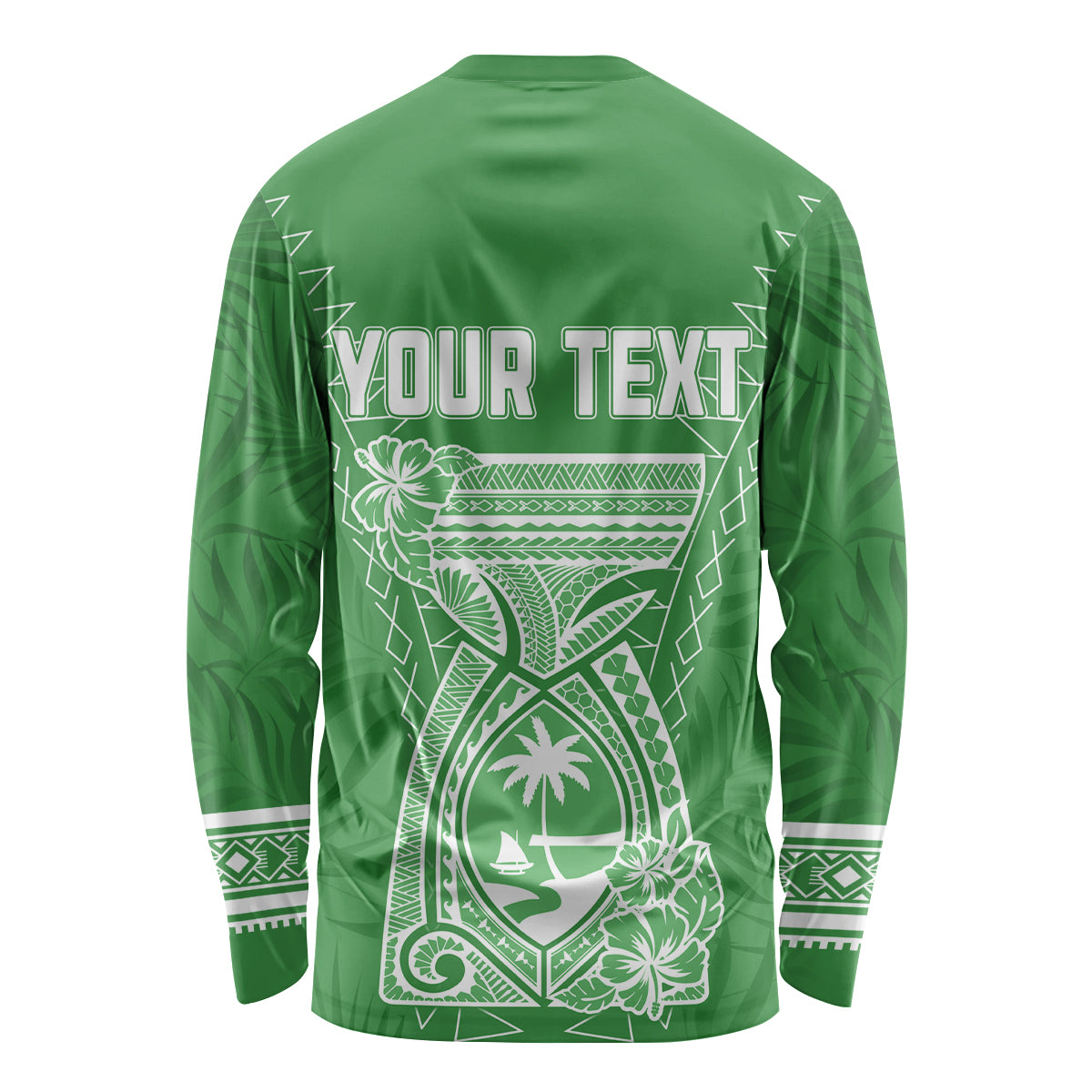 Personalised Guam Long Sleeve Shirt Chamoro Latte Stone Mix Tropical - Green - Wonder Print Shop