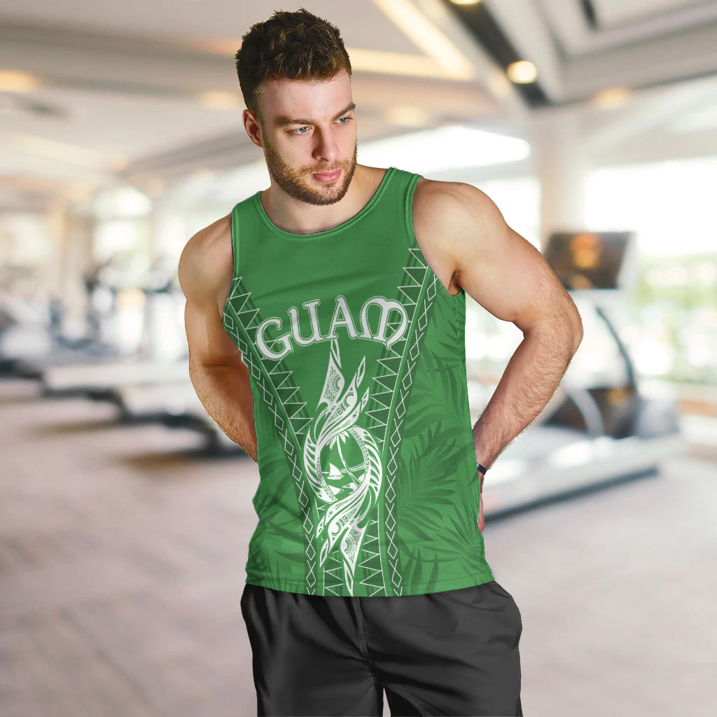 Personalised Guam Men Tank Top Chamoro Latte Stone Mix Tropical - Green LT7