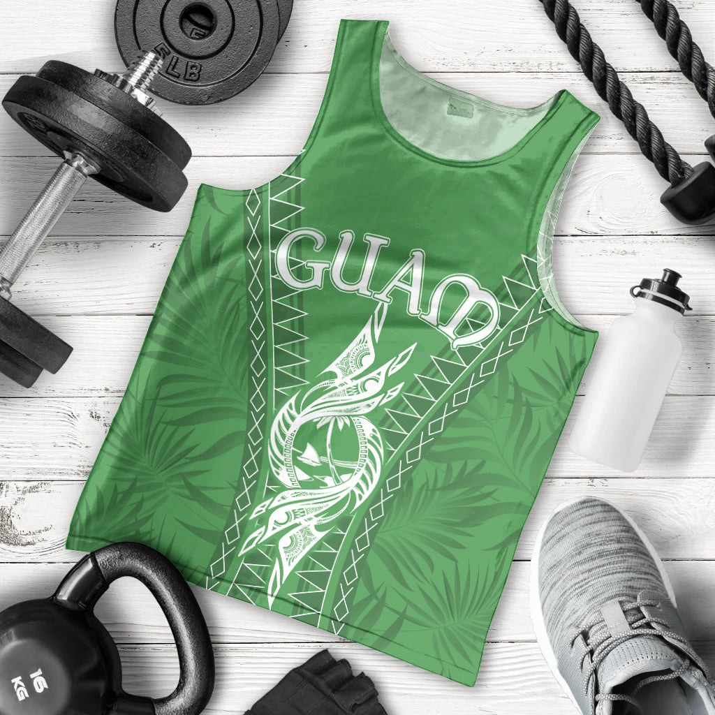Personalised Guam Men Tank Top Chamoro Latte Stone Mix Tropical - Green LT7