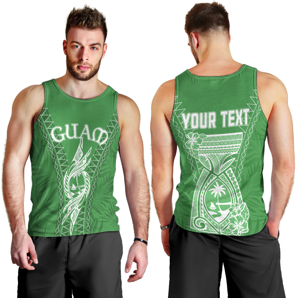 Personalised Guam Men Tank Top Chamoro Latte Stone Mix Tropical - Green LT7