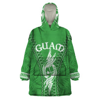 Personalised Guam Wearable Blanket Hoodie Chamoro Latte Stone Mix Tropical - Green - Wonder Print Shop