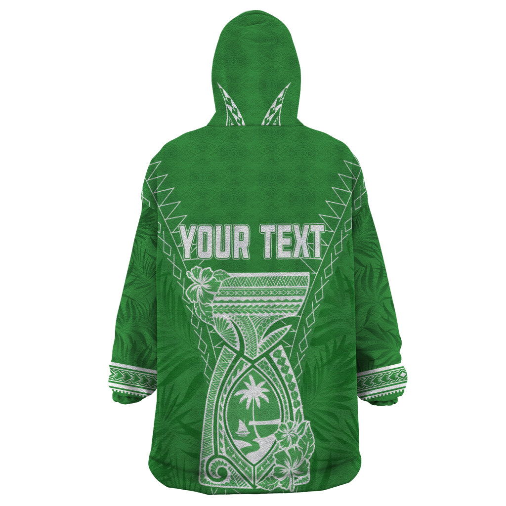Personalised Guam Wearable Blanket Hoodie Chamoro Latte Stone Mix Tropical - Green - Wonder Print Shop