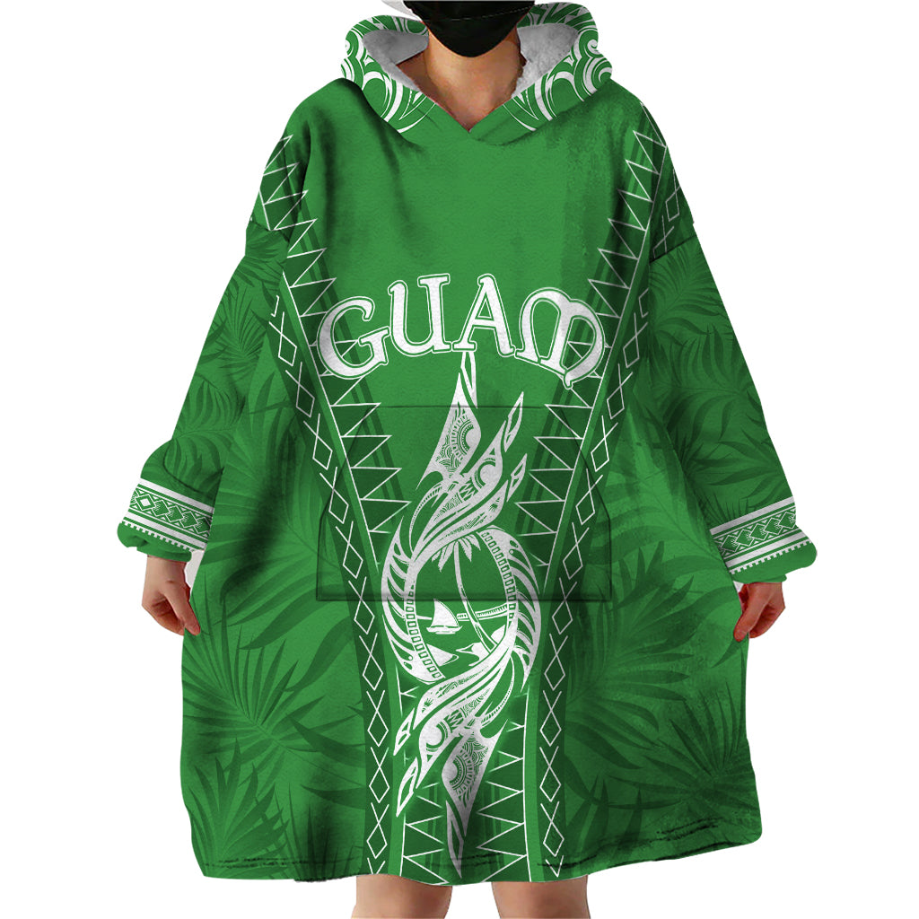 Personalised Guam Wearable Blanket Hoodie Chamoro Latte Stone Mix Tropical - Green - Wonder Print Shop
