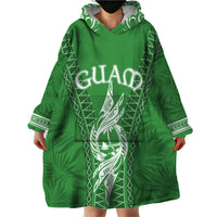 Personalised Guam Wearable Blanket Hoodie Chamoro Latte Stone Mix Tropical - Green - Wonder Print Shop