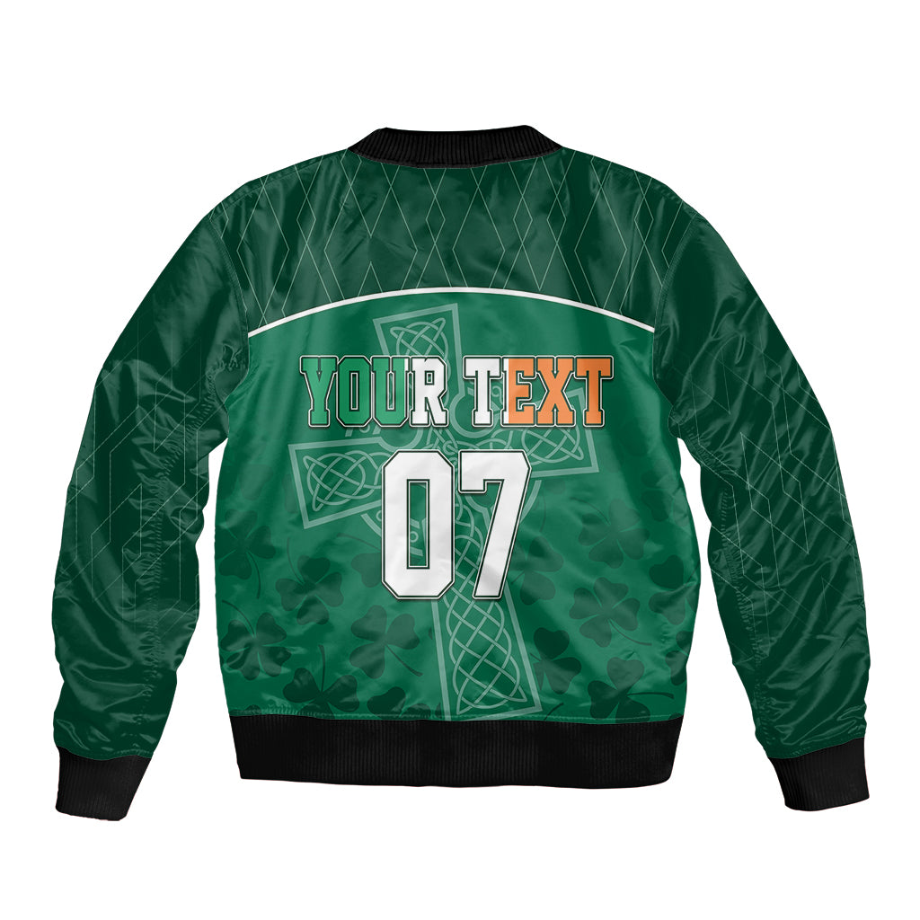 Personalised Ireland Rugby 2023 Bomber Jacket Celtic Cross Mix Shamrocks LT7 - Wonder Print Shop