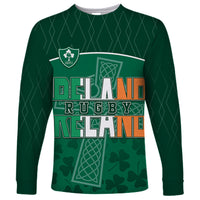 Personalised Ireland Rugby 2023 Long Sleeve Shirt Celtic Cross Mix Shamrocks - Wonder Print Shop