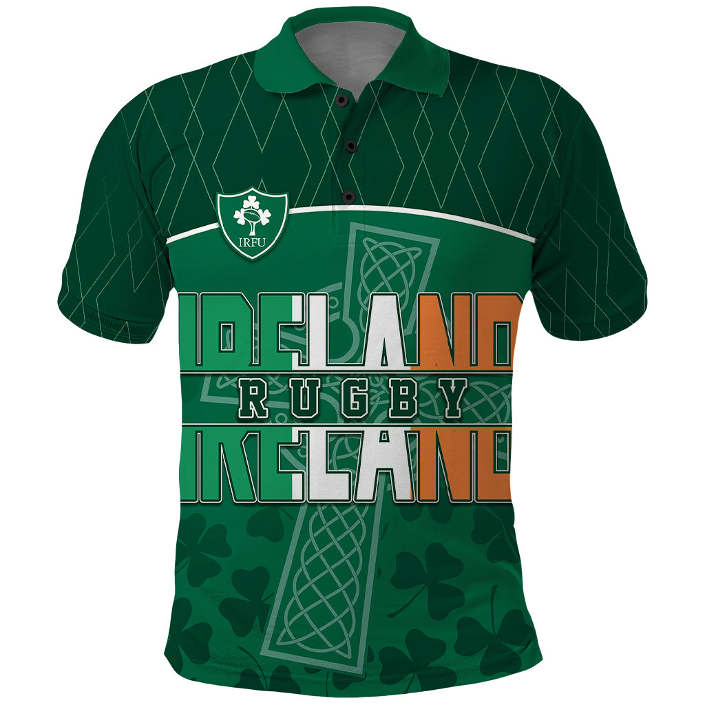 Personalised Ireland Rugby 2023 Polo Shirt Celtic Cross Mix Shamrocks - Wonder Print Shop