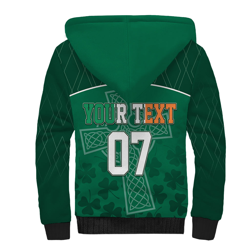 Personalised Ireland Rugby 2023 Sherpa Hoodie Celtic Cross Mix Shamrocks - Wonder Print Shop