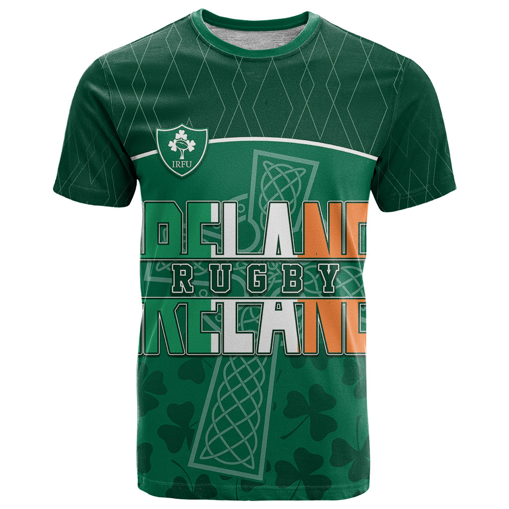Personalised Ireland Rugby 2023 T Shirt Celtic Cross Mix Shamrocks - Wonder Print Shop