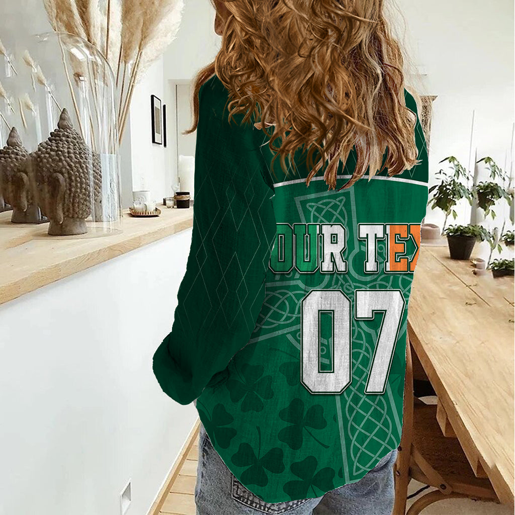 Personalised Ireland Rugby 2023 Women Casual Shirt Celtic Cross Mix Shamrocks - Wonder Print Shop