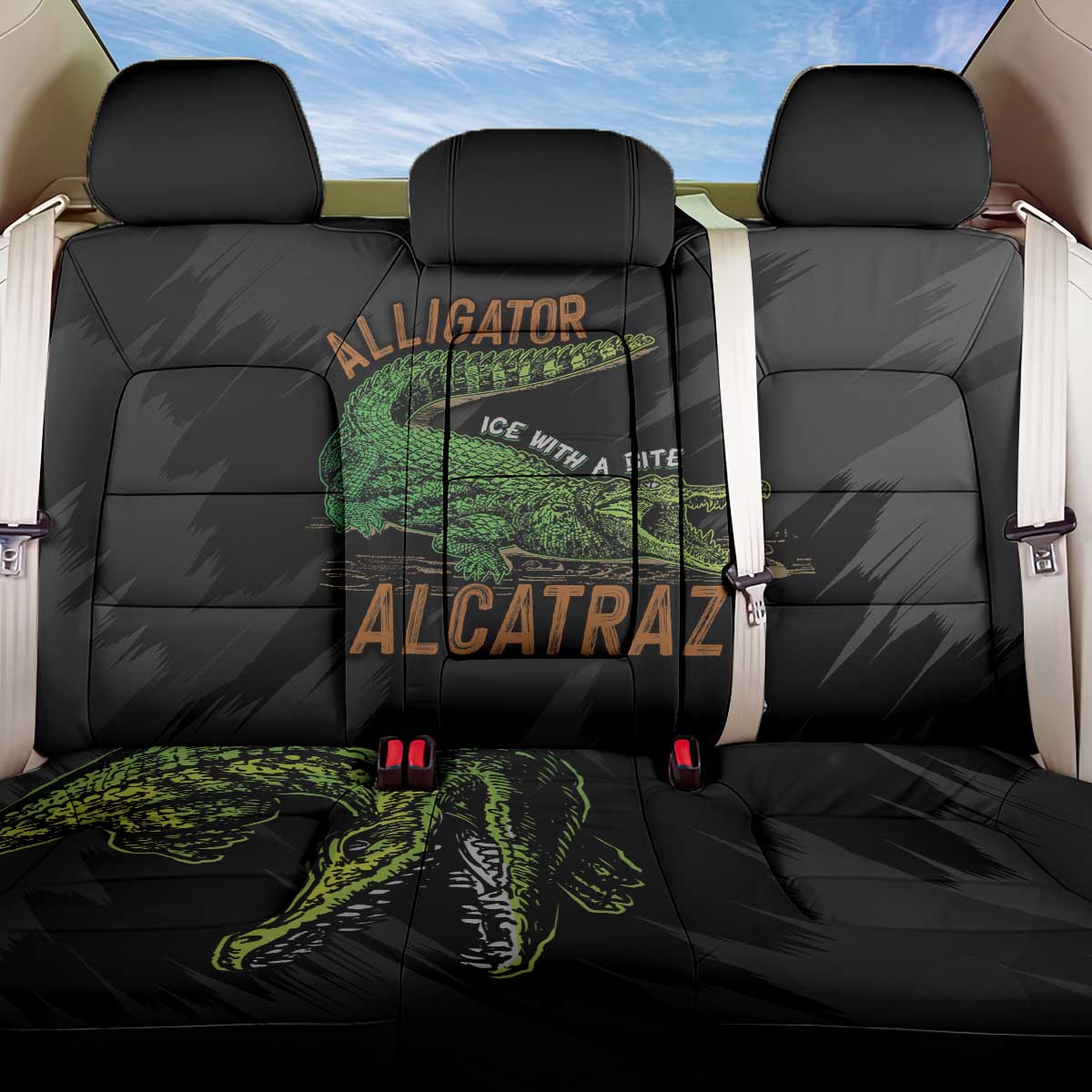 Alligator Alcatraz Back Car Seat Cover ICE With A Bite - Wonder Print Shop