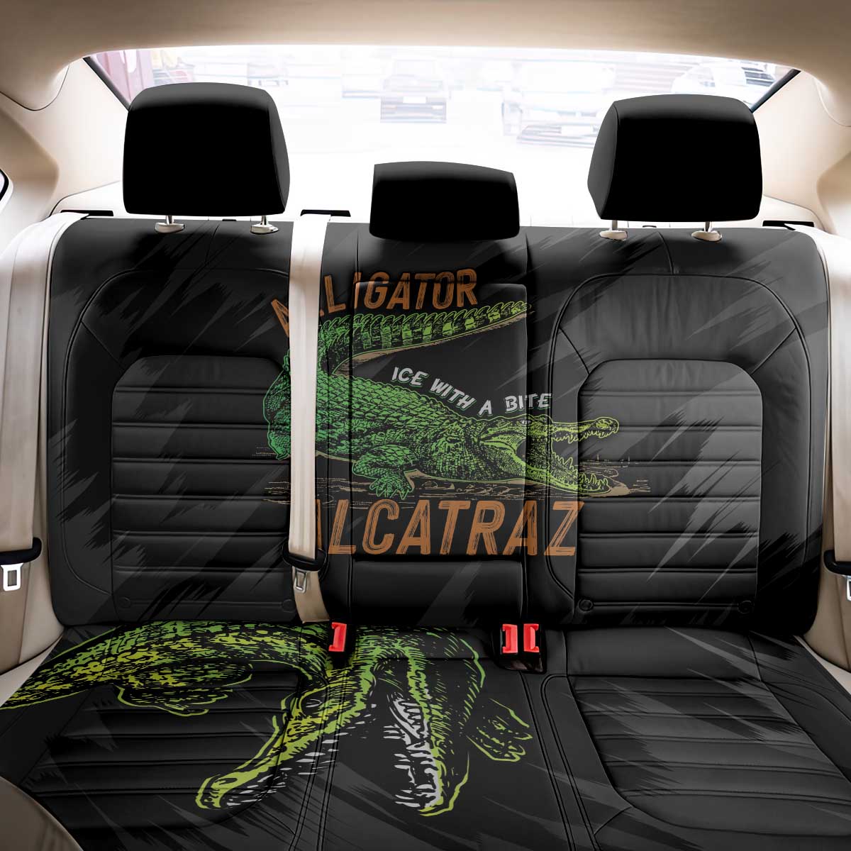 Alligator Alcatraz Back Car Seat Cover ICE With A Bite - Wonder Print Shop