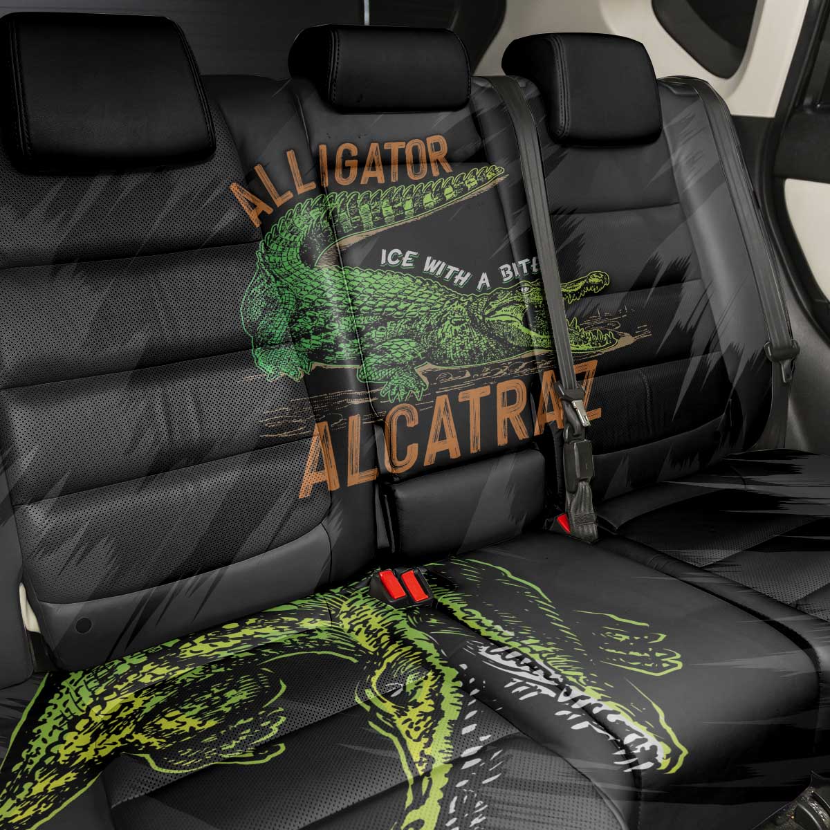 Alligator Alcatraz Back Car Seat Cover ICE With A Bite - Wonder Print Shop
