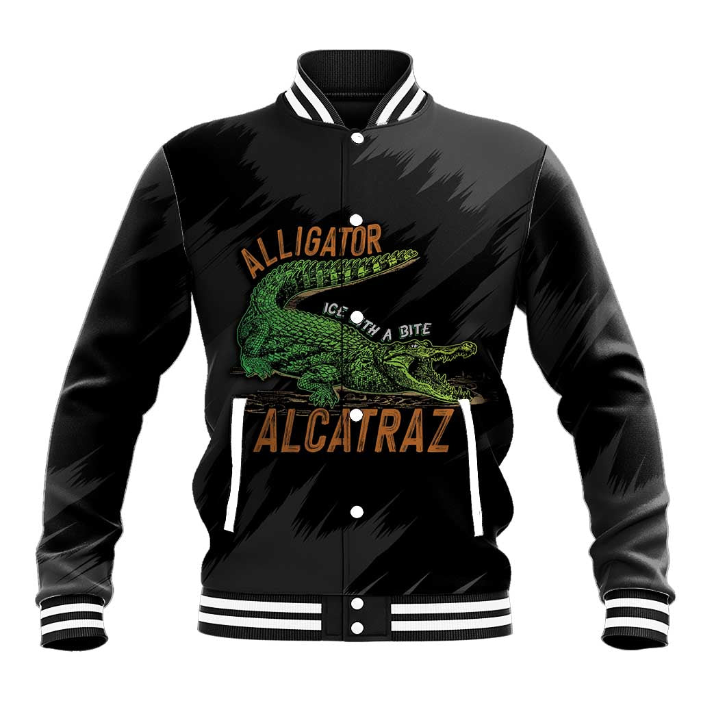Alligator Alcatraz Baseball Jacket ICE With A Bite - Wonder Print Shop