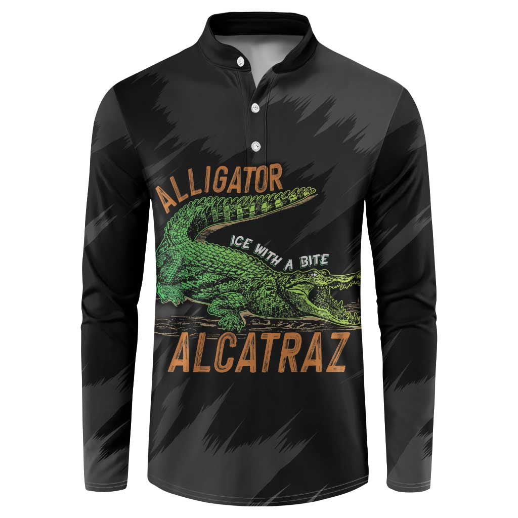 Alligator Alcatraz Button Sweatshirt ICE With A Bite - Wonder Print Shop