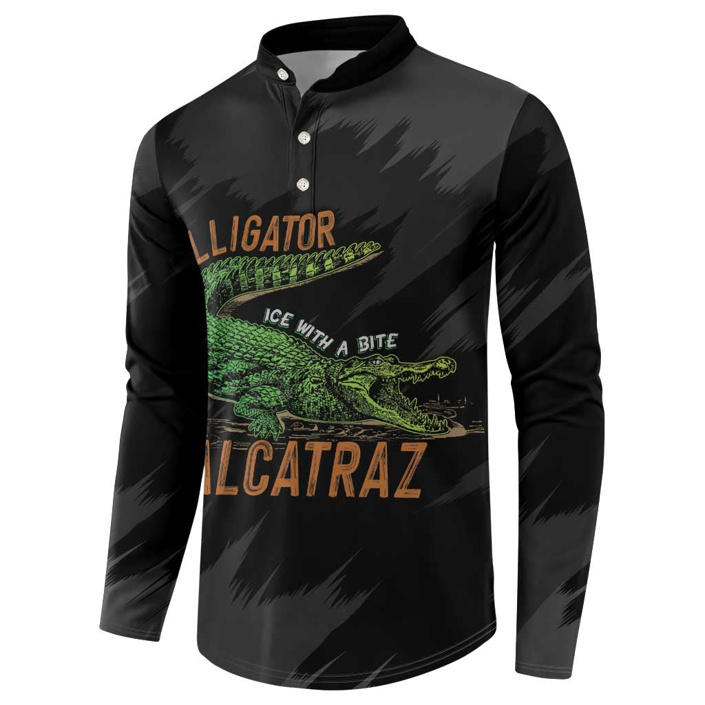 Alligator Alcatraz Button Sweatshirt ICE With A Bite - Wonder Print Shop