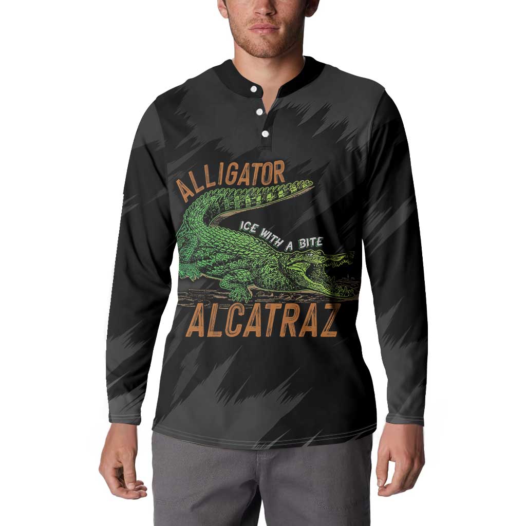 Alligator Alcatraz Button Sweatshirt ICE With A Bite - Wonder Print Shop