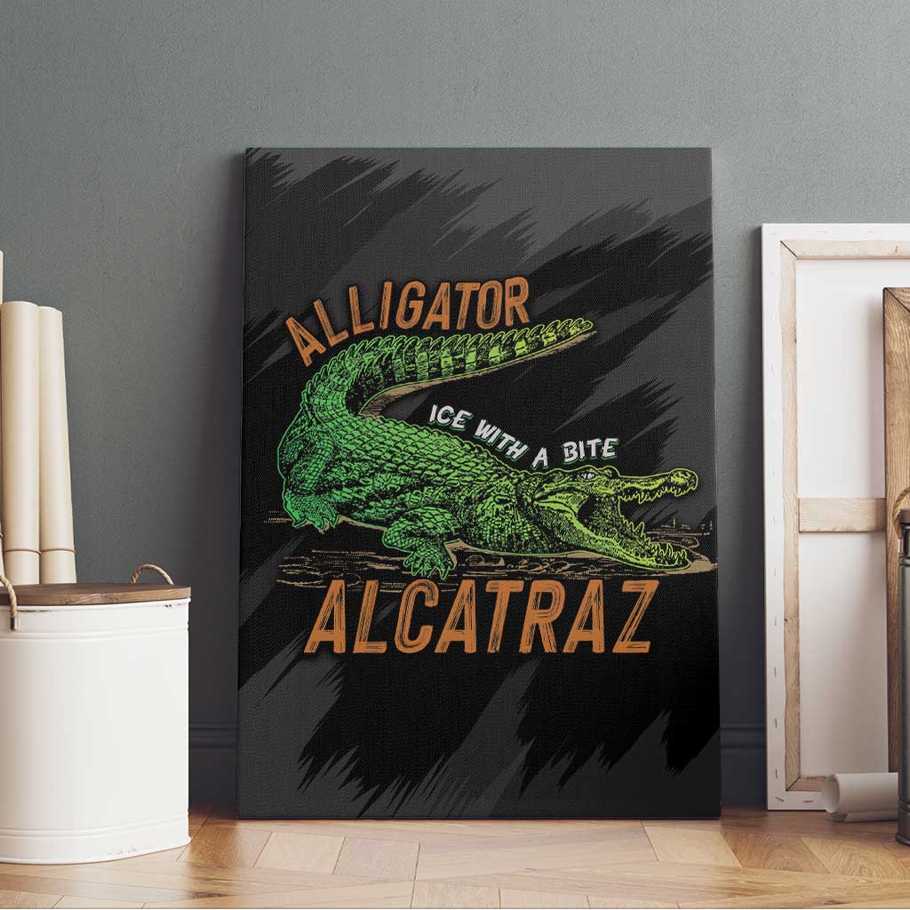 Alligator Alcatraz Canvas Wall Art ICE With A Bite - Wonder Print Shop