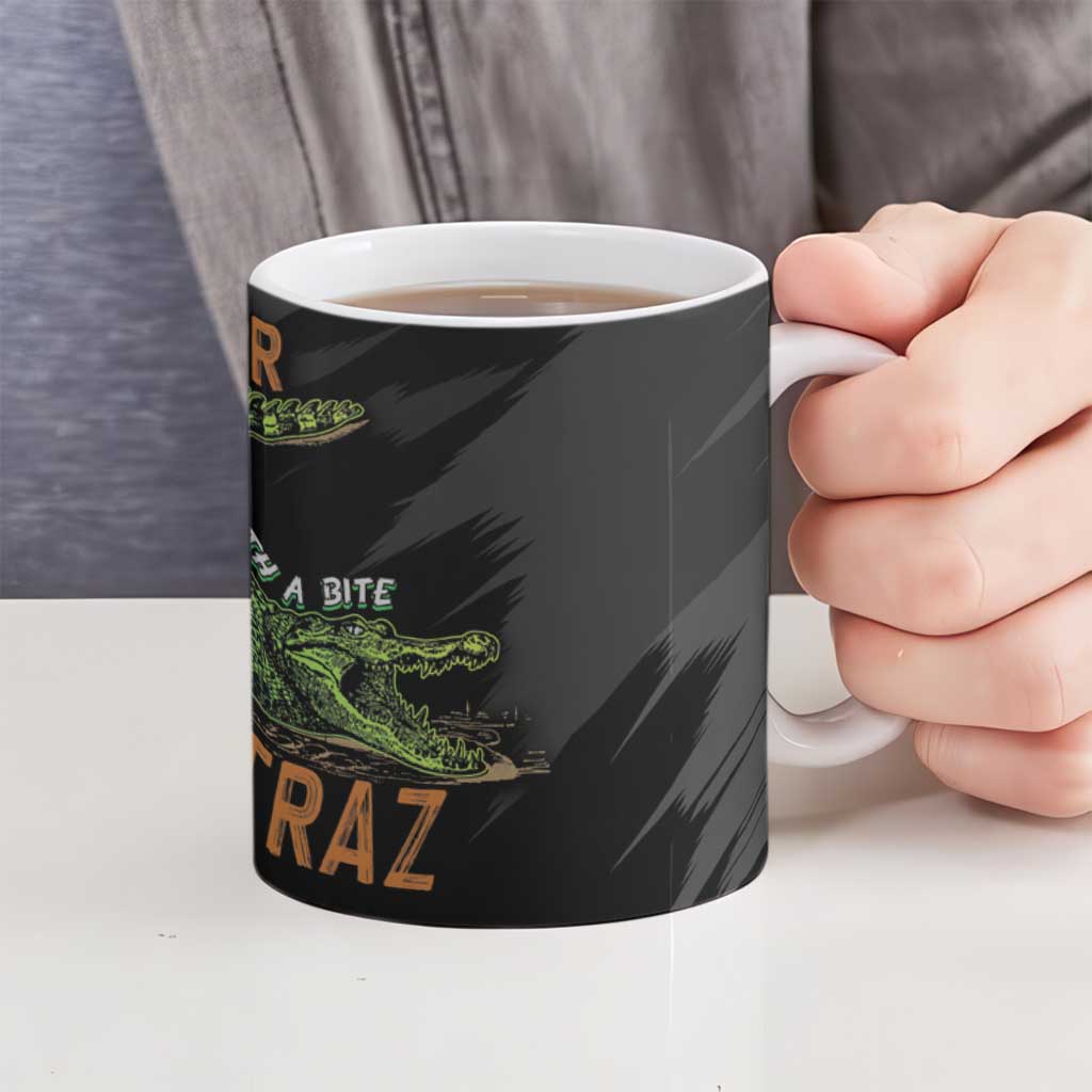 Alligator Alcatraz Ceramic Mug ICE With A Bite - Wonder Print Shop