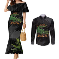 Alligator Alcatraz Couples Matching Mermaid Dress and Long Sleeve Button Shirt ICE With A Bite - Wonder Print Shop