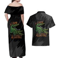 Alligator Alcatraz Couples Matching Off Shoulder Maxi Dress and Hawaiian Shirt ICE With A Bite - Wonder Print Shop