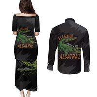 Alligator Alcatraz Couples Matching Puletasi and Long Sleeve Button Shirt ICE With A Bite - Wonder Print Shop