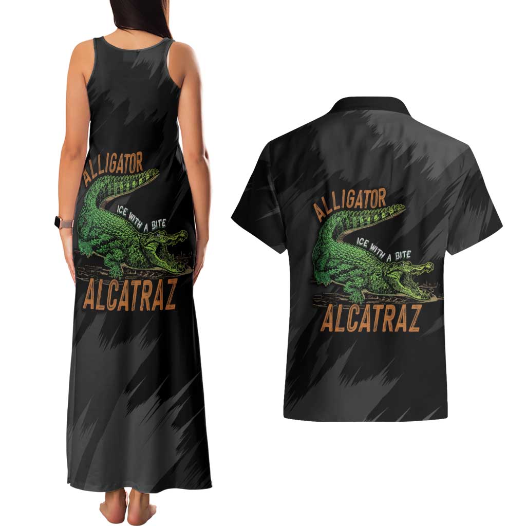 Alligator Alcatraz Couples Matching Tank Maxi Dress and Hawaiian Shirt ICE With A Bite - Wonder Print Shop