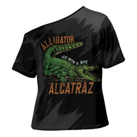 Alligator Alcatraz Cross Shoulder Shirt ICE With A Bite - Wonder Print Shop