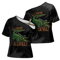 Alligator Alcatraz Cross Shoulder Shirt ICE With A Bite - Wonder Print Shop