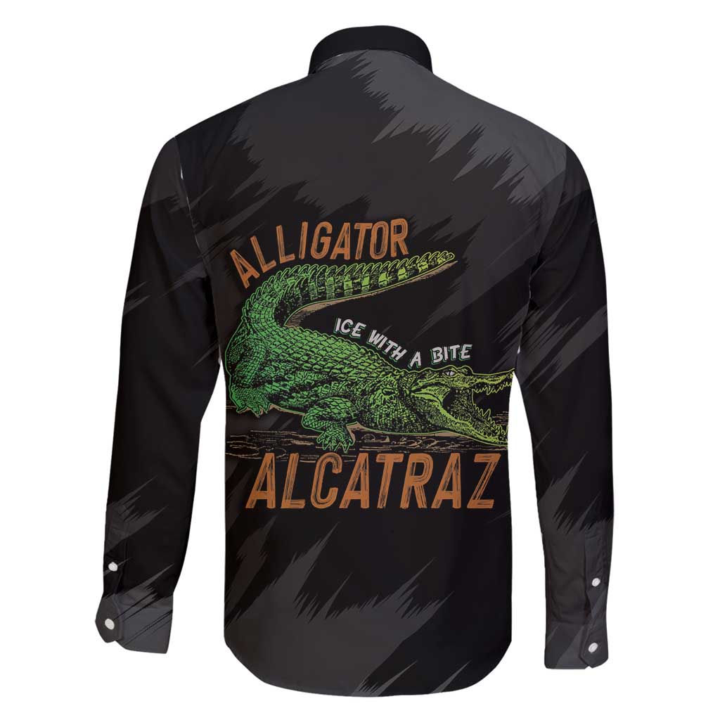 Alligator Alcatraz Family Matching Long Sleeve Bodycon Dress and Hawaiian Shirt ICE With A Bite - Wonder Print Shop