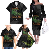 Alligator Alcatraz Family Matching Off The Shoulder Long Sleeve Dress and Hawaiian Shirt ICE With A Bite - Wonder Print Shop