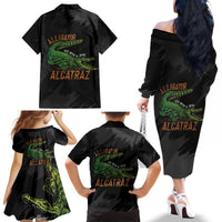 Alligator Alcatraz Family Matching Off The Shoulder Long Sleeve Dress and Hawaiian Shirt ICE With A Bite - Wonder Print Shop