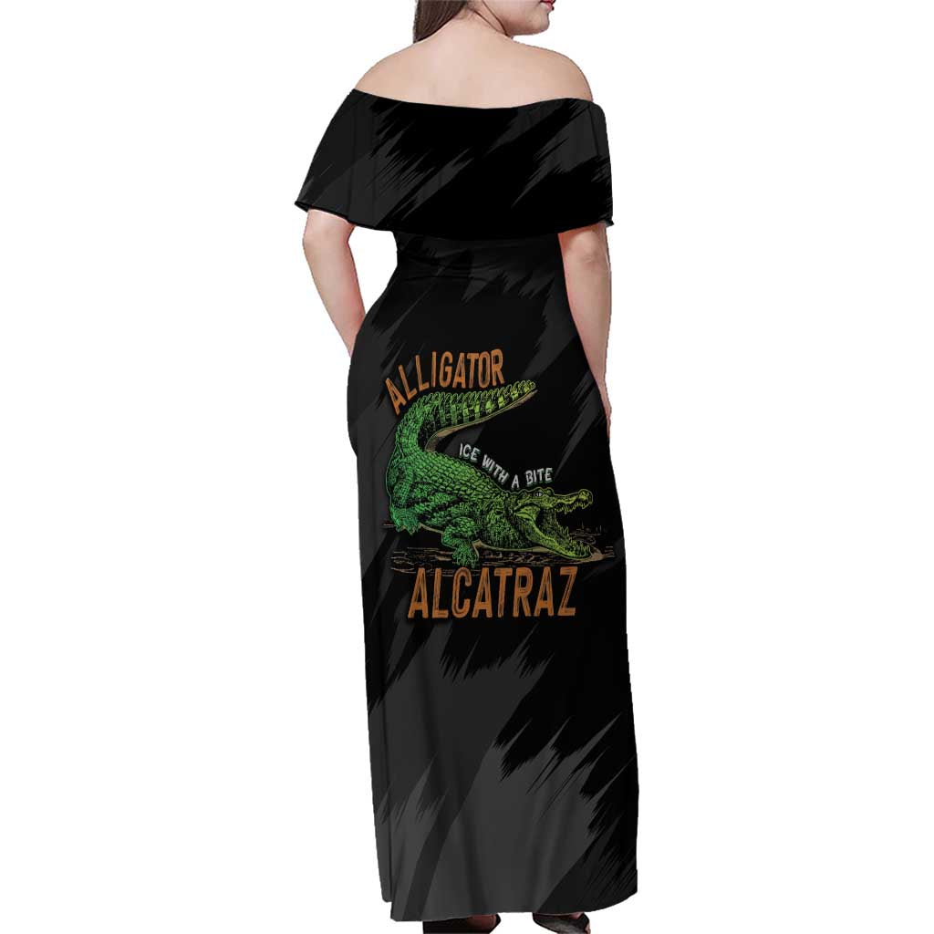 Alligator Alcatraz Family Matching Off Shoulder Maxi Dress and Hawaiian Shirt ICE With A Bite - Wonder Print Shop